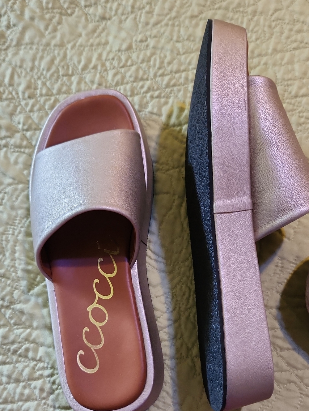 CCOCCI Metallic Gold Slide Sandals